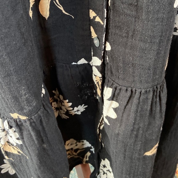SONOMA Tiered Maxi Dress Black floral Boho 100% Cotton - Picture 5 of 8